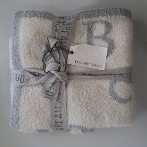 BAREFOOT DREAMS Cozychic ABC Baby Blanket Super Soft 30x40 Gray White NWT